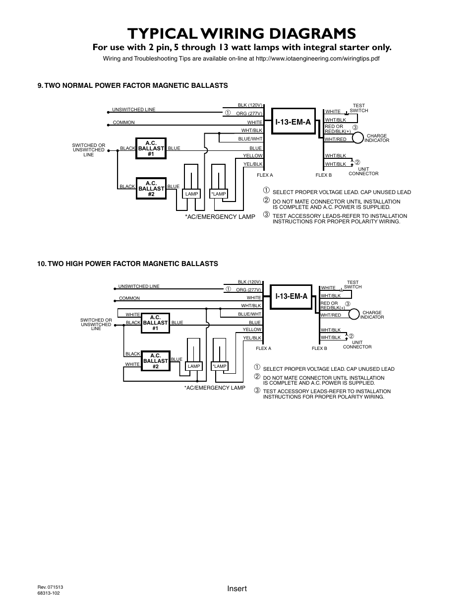 Typical wiring diagrams, Page 5, Insert | I-13-em-a | IOTA I-13-EM-A User Manual | Page 5 / 5