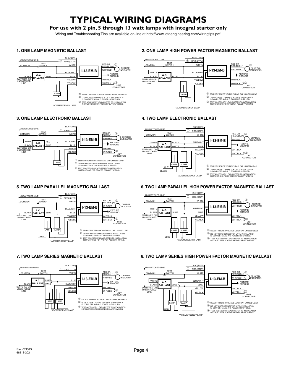 Typical wiring diagrams, Page 4, I-13-em-b | IOTA I-13-EM-B User Manual | Page 4 / 5