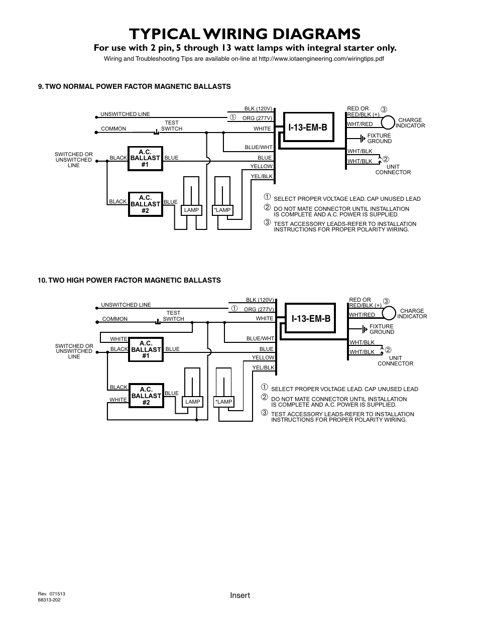 Typical wiring diagrams, I-13-em-b | IOTA I-13-EM-B User Manual | Page 5 / 5