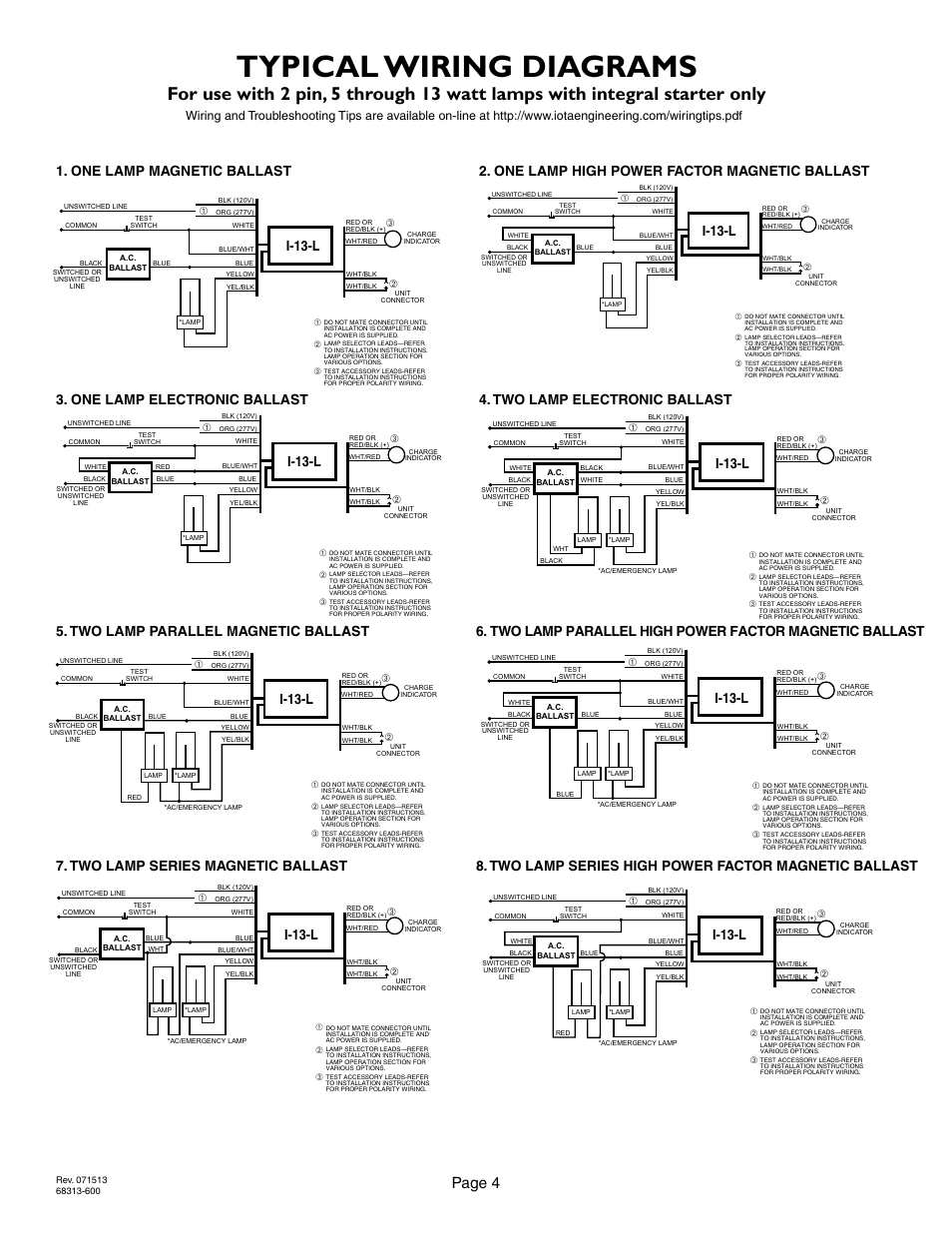 Typical wiring diagrams, Page 4, I-13-l | IOTA I-13-L User Manual | Page 4 / 6