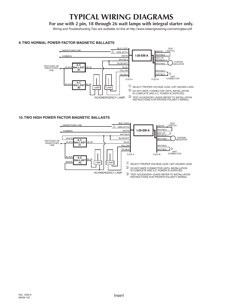 Typical wiring diagrams, Page 5, Insert | IOTA I-26-EM-A User Manual | Page 5 / 5