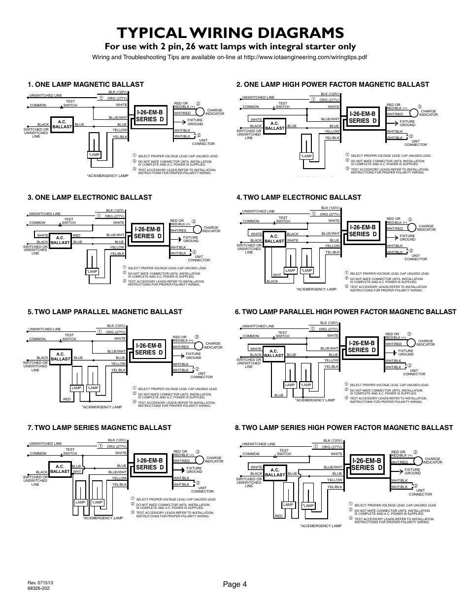 Typical wiring diagrams, Page 4, I-26-em-b series d | IOTA I-26-EM-B User Manual | Page 4 / 5