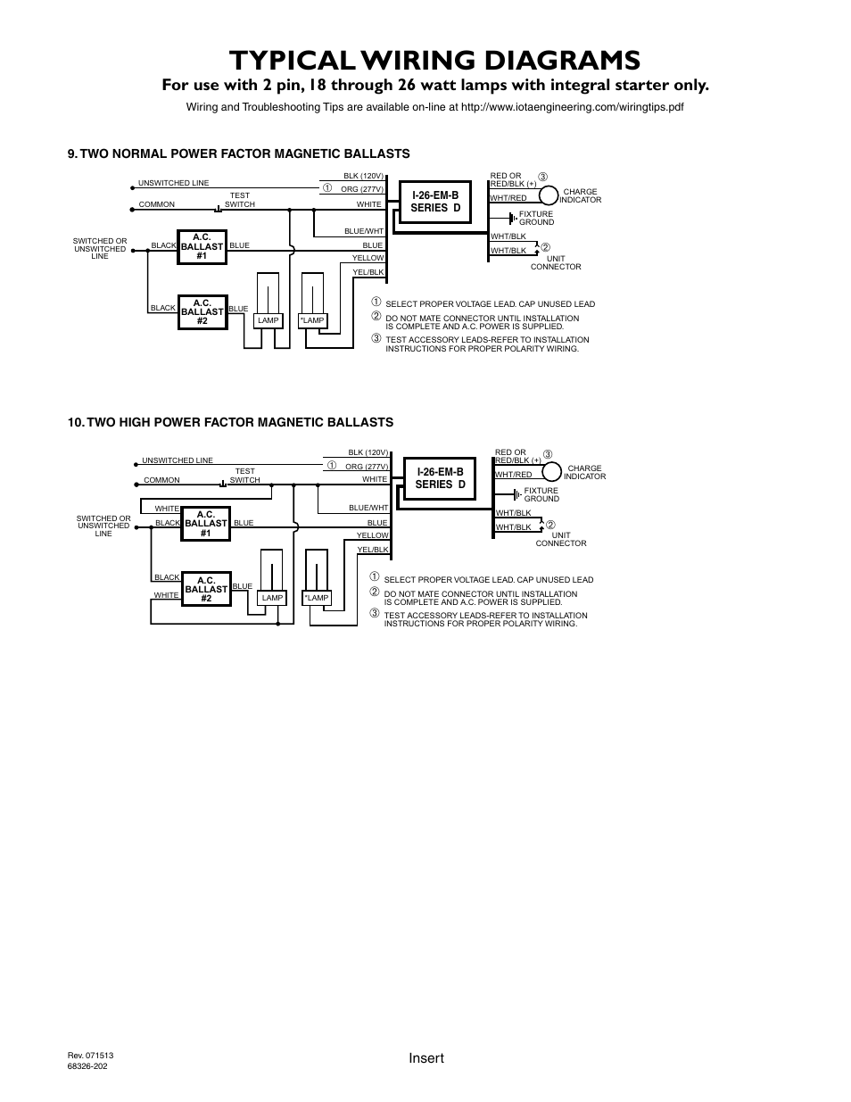 Typical wiring diagrams, Page 5, Insert | IOTA I-26-EM-B User Manual | Page 5 / 5