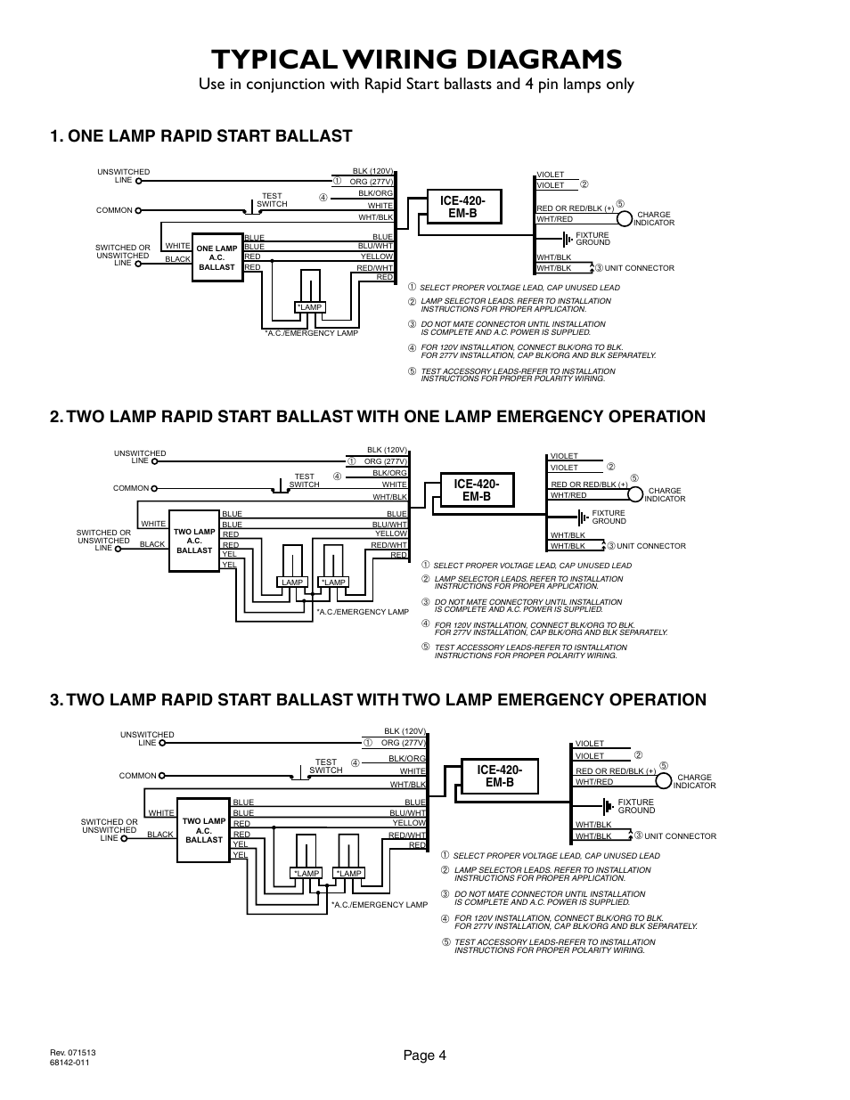 Typical wiring diagrams, Page 4 | IOTA ICE-420-EM-B User Manual | Page 4 / 4