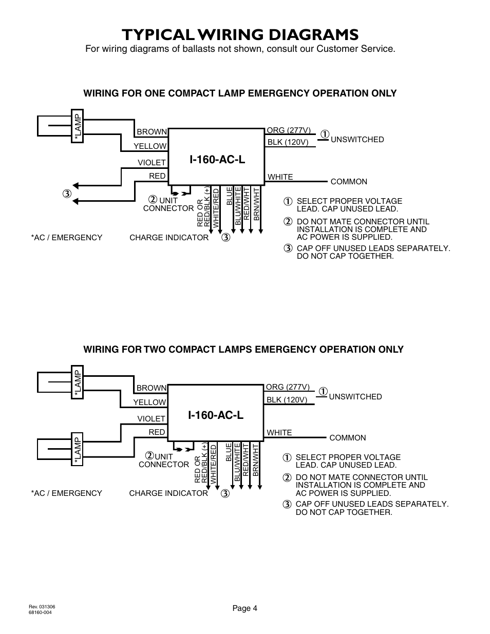 Typical wiring diagrams, I-160-ac-l | IOTA I-160-AC-L User Manual | Page 4 / 4