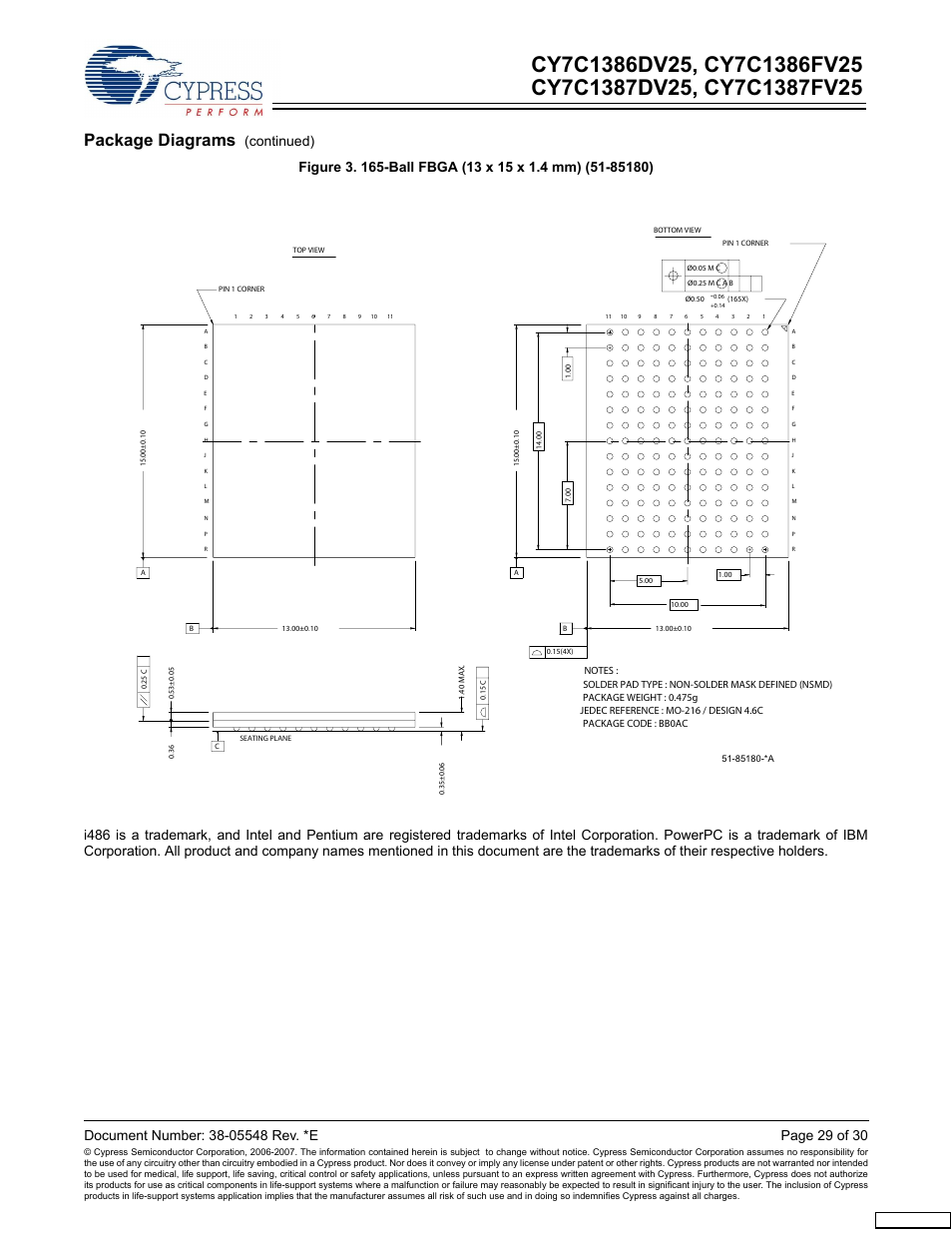 Package diagrams, Continued), Feedback | Cypress CY7C1387FV25 User Manual | Page 29 / 30