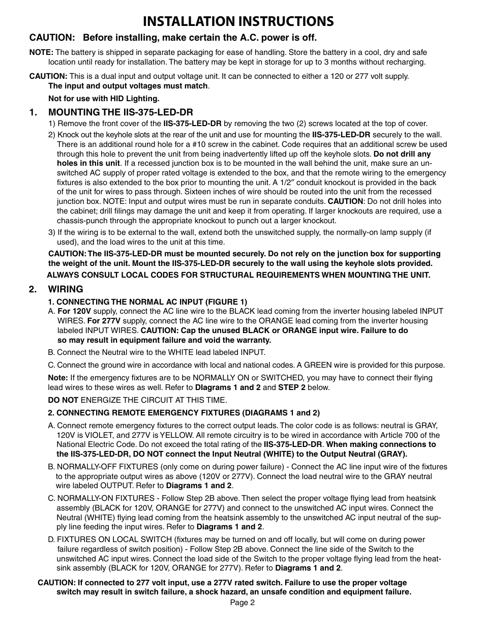 Installation instructions | IOTA IIS-375-LED-DR User Manual | Page 2 / 4