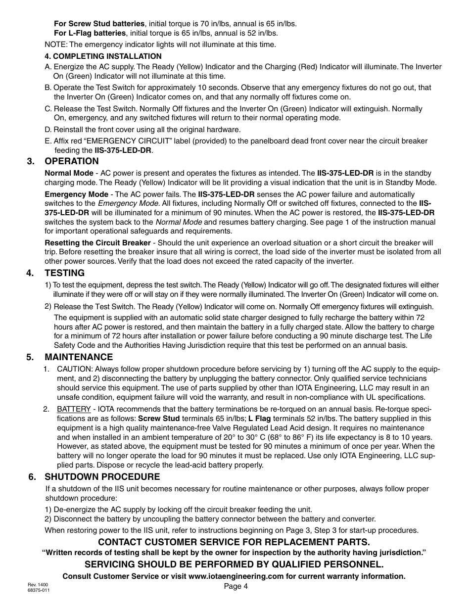IOTA IIS-375-LED-DR User Manual | Page 4 / 4