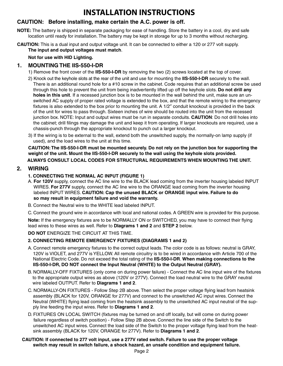 Installation instructions | IOTA IIS-550-I-DR User Manual | Page 2 / 4