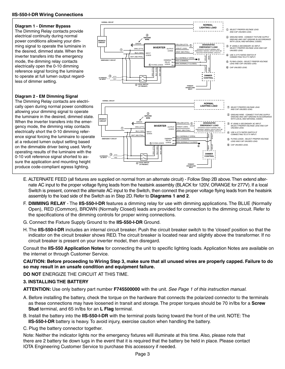 Iis-550-i-dr wiring connections | IOTA IIS-550-I-DR User Manual | Page 3 / 4