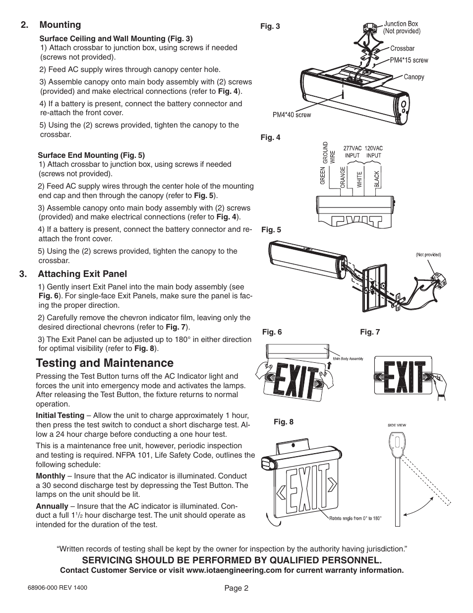 Testing and maintenance | IOTA EER Series User Manual | Page 2 / 2