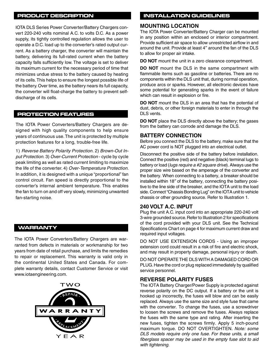 IOTA DLS-240-55 User Manual | Page 2 / 5