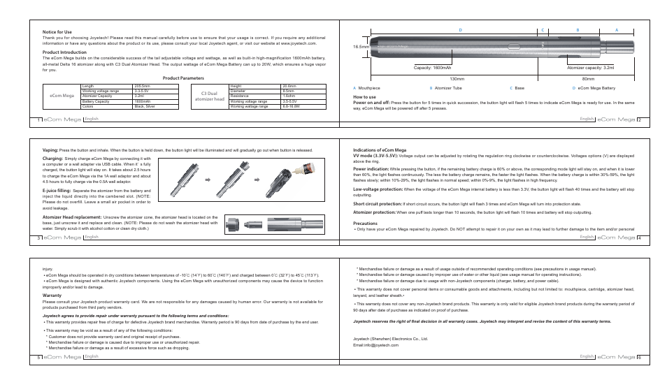 Joyetech Joye eCom Mega User Manual | Page 2 / 10