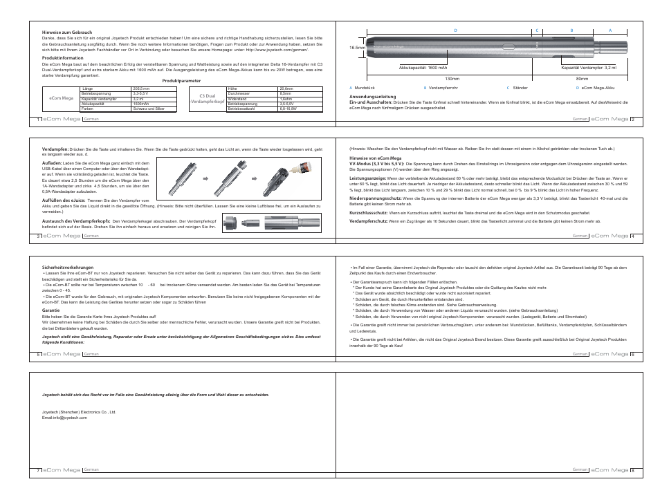 Joyetech Joye eCom Mega User Manual | Page 4 / 10