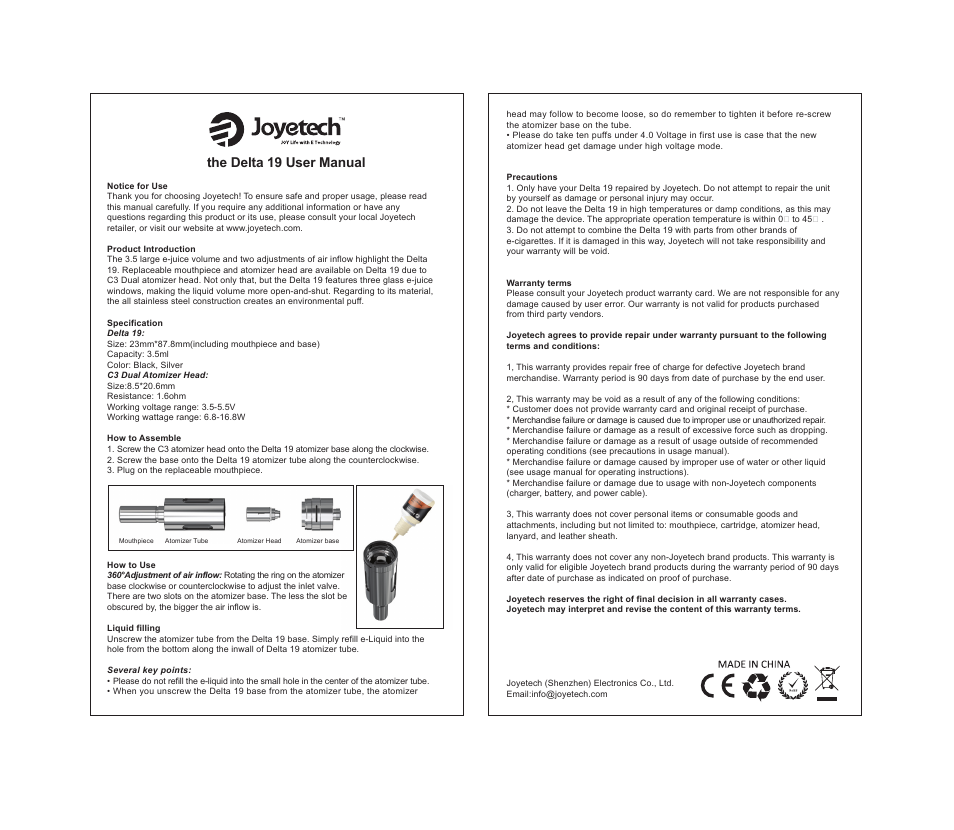 The delta 19 user manual | Joyetech Delta series User Manual | Page 3 / 3