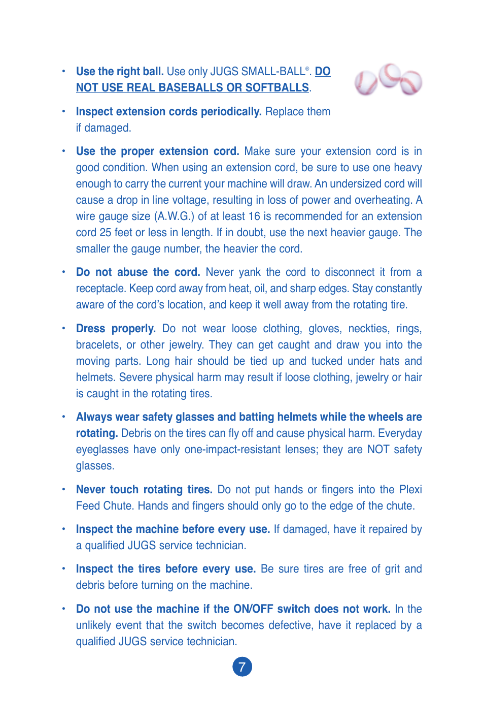 JUGS Sports SMALL-BALL Pitching Machine User Manual | Page 8 / 24