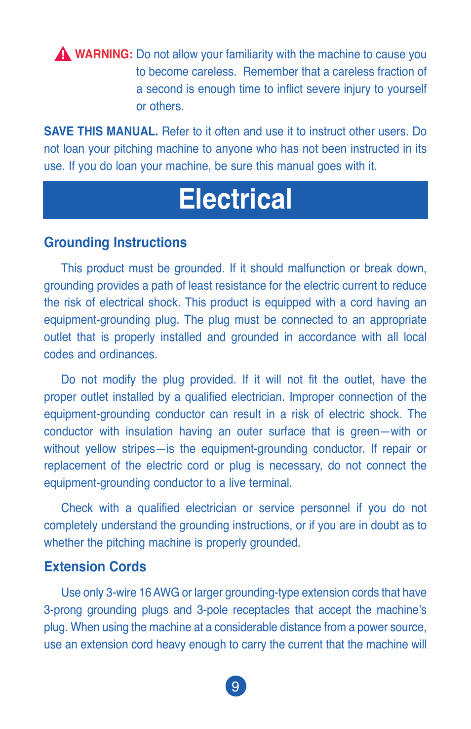 Electrical | JUGS Sports Lite-Flite Machine User Manual | Page 10 / 24