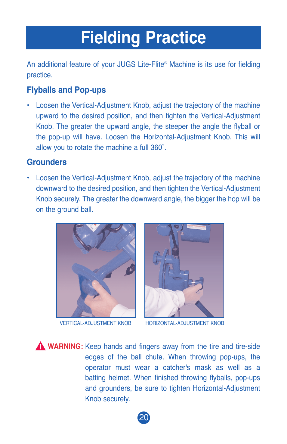 Fielding practice | JUGS Sports Lite-Flite Machine User Manual | Page 21 / 24