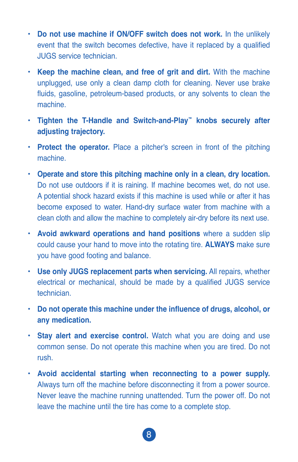 JUGS Sports Lite-Flite Machine User Manual | Page 9 / 24