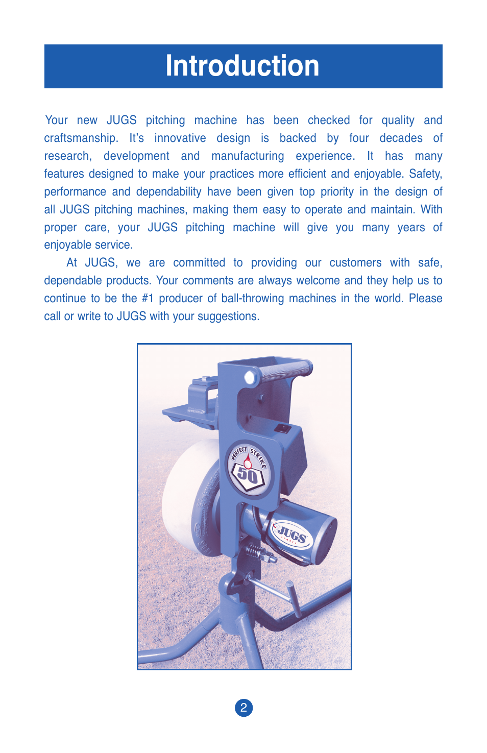 Introduction | JUGS Sports PS50 Pitching Machine User Manual | Page 4 / 28