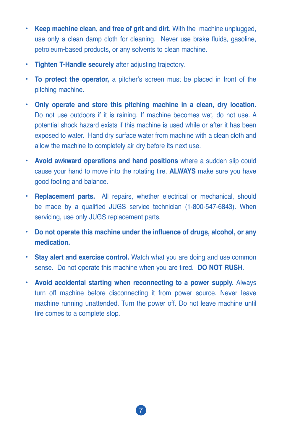 JUGS Sports PS50 Pitching Machine User Manual | Page 9 / 28