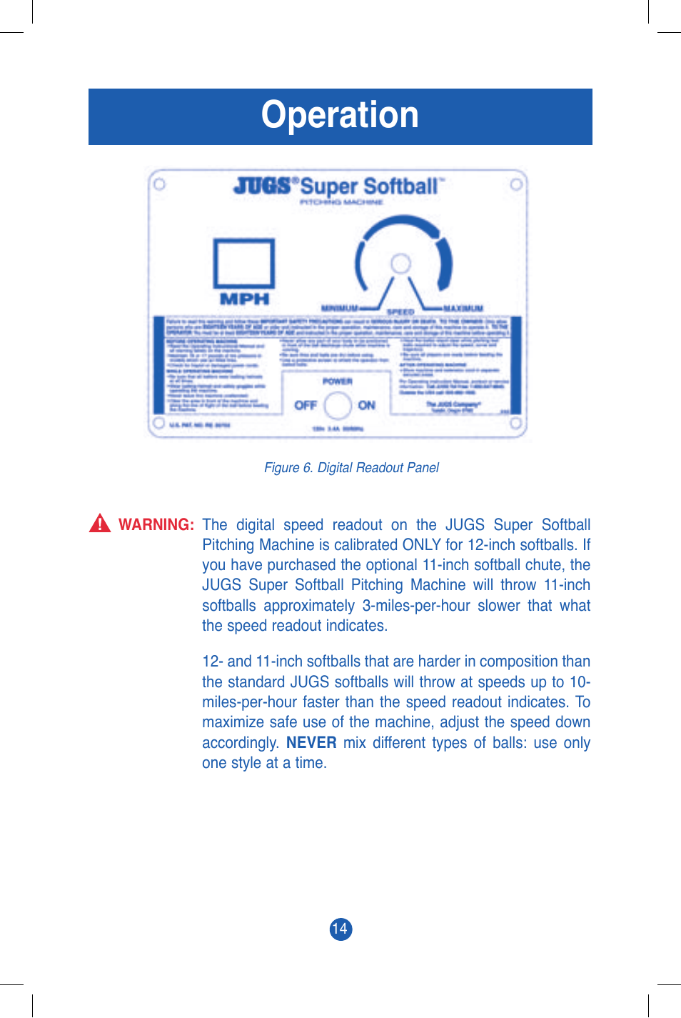 Operation | JUGS Sports Super/Softball Pitching Machine User Manual | Page 16 / 32