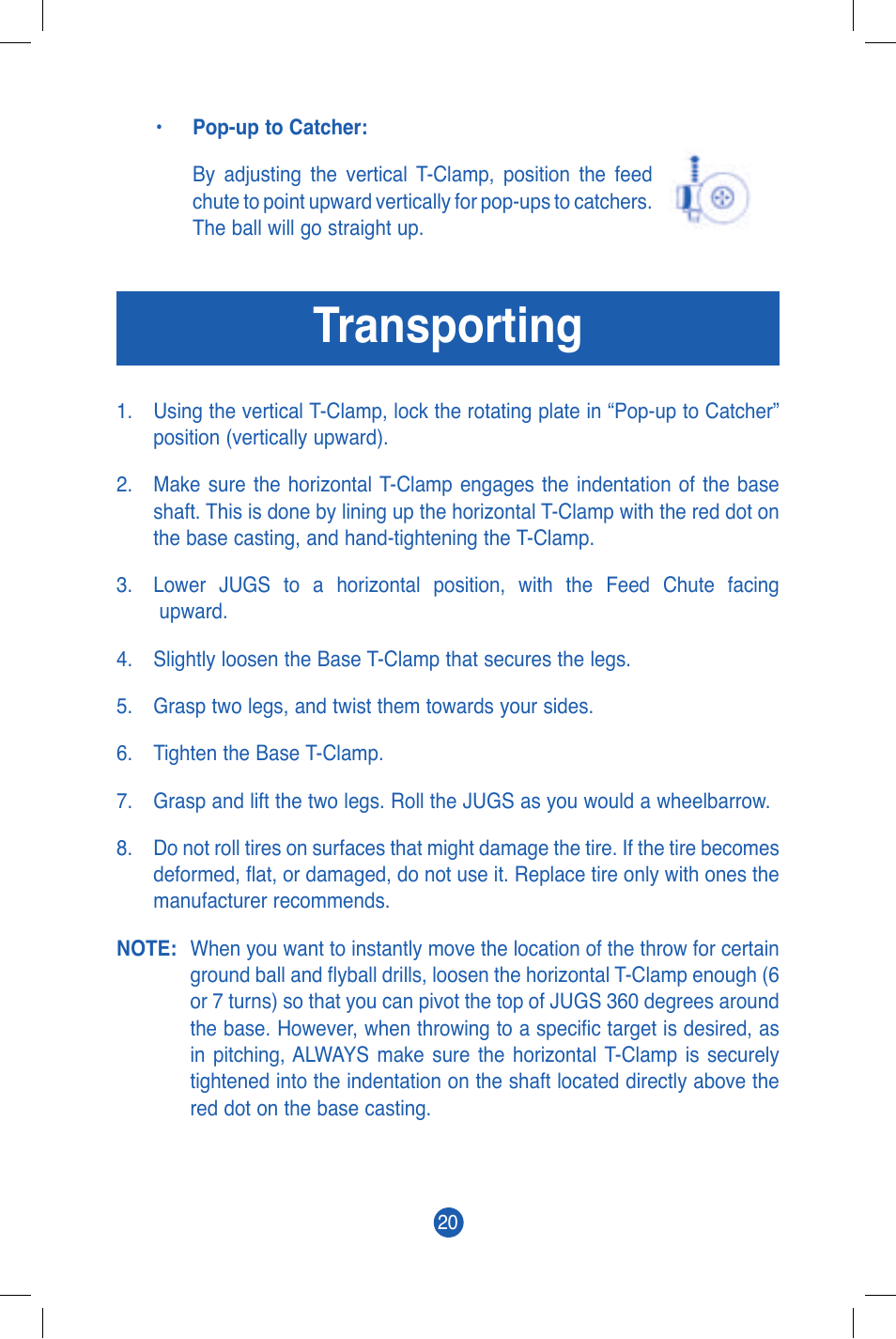 Transporting | JUGS Sports Super/Softball Pitching Machine User Manual | Page 22 / 32