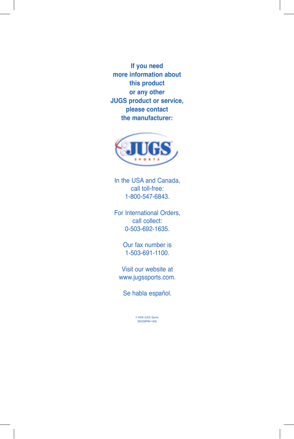 JUGS Sports Super/Softball Pitching Machine User Manual | Page 32 / 32