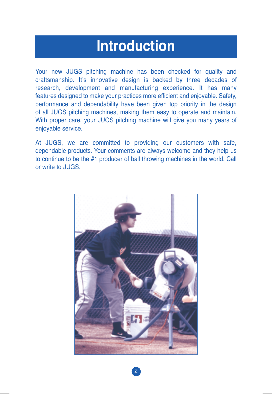 Introduction | JUGS Sports Super/Softball Pitching Machine User Manual | Page 4 / 32