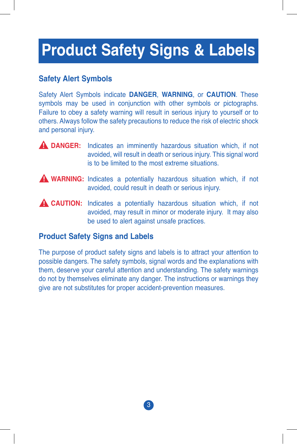 Product safety signs & labels | JUGS Sports Super/Softball Pitching Machine User Manual | Page 5 / 32