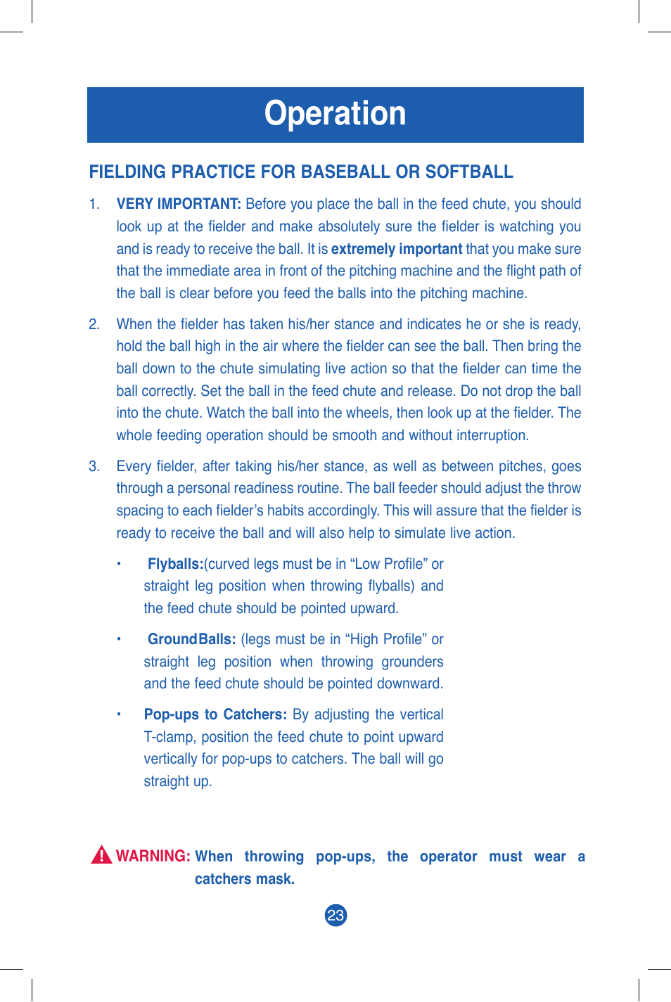 Operation | JUGS Sports Jr. Baseball & Softball (1 wheel) Pitching Machine User Manual | Page 25 / 36