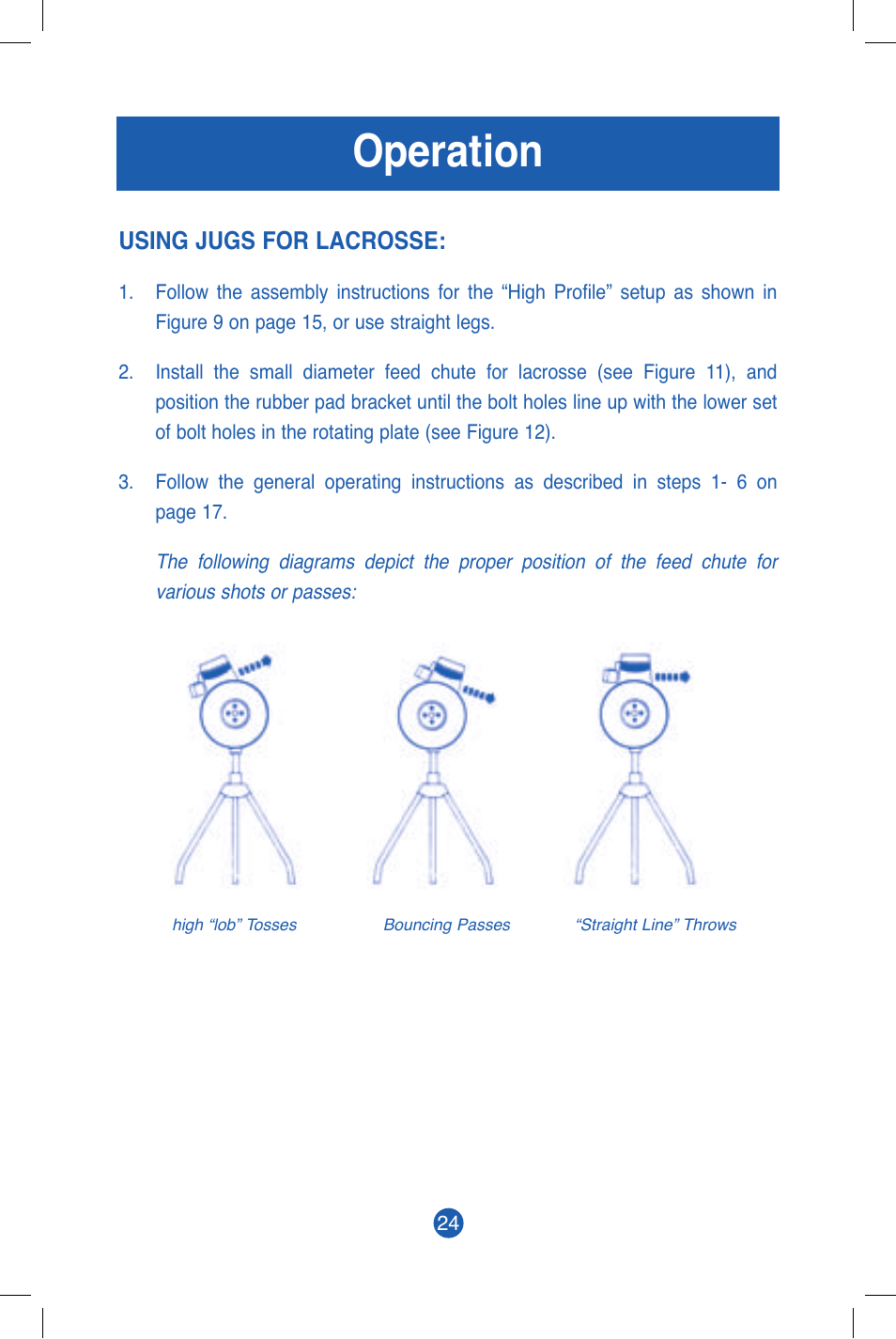 Operation, Using jugs for lacrosse | JUGS Sports Jr. Baseball & Softball (1 wheel) Pitching Machine User Manual | Page 26 / 36