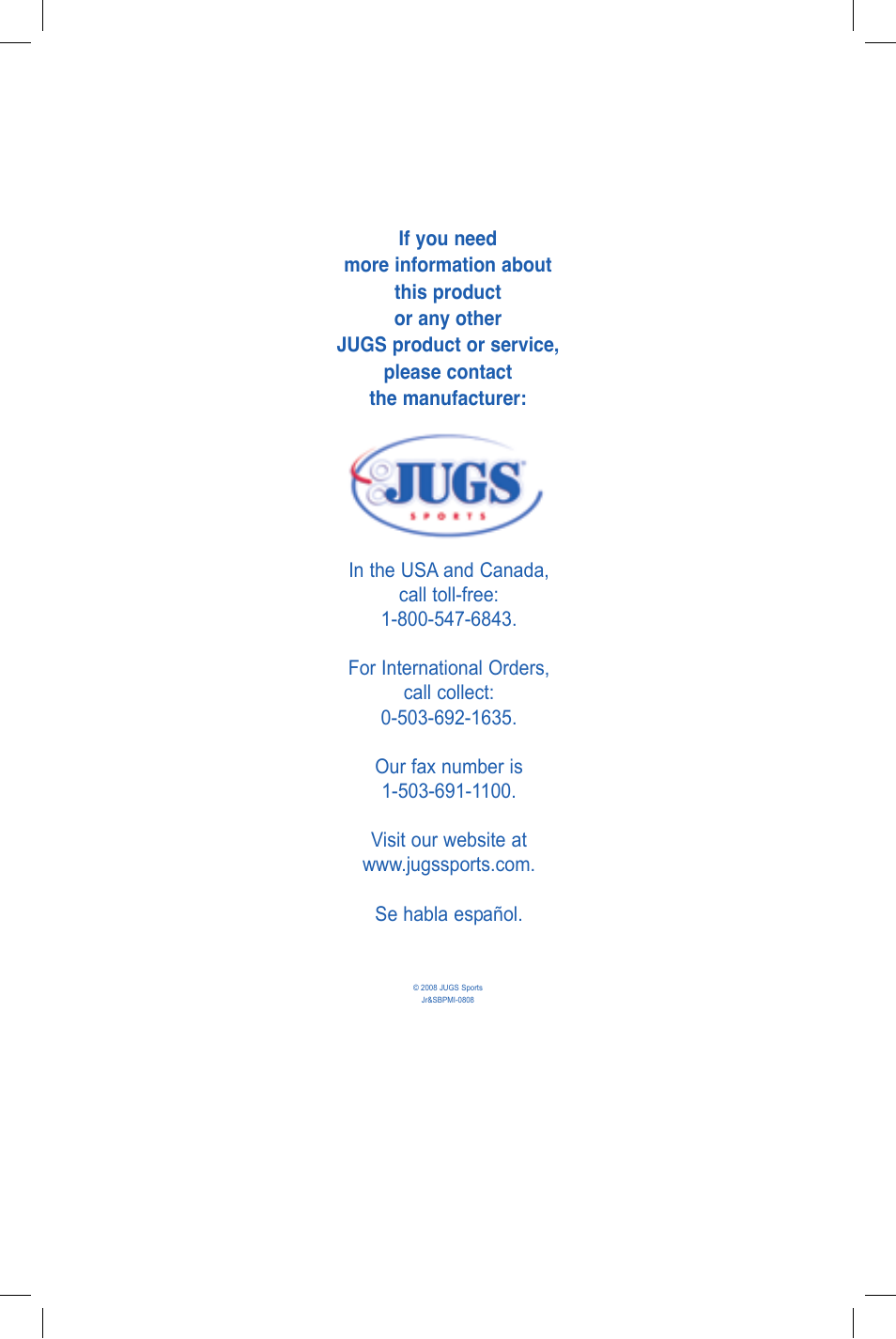 JUGS Sports Jr. Baseball & Softball (1 wheel) Pitching Machine User Manual | Page 36 / 36