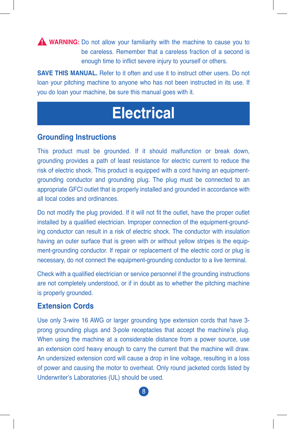 Electrical | JUGS Sports Curveball (2 wheel) Pitching Machine User Manual | Page 10 / 32