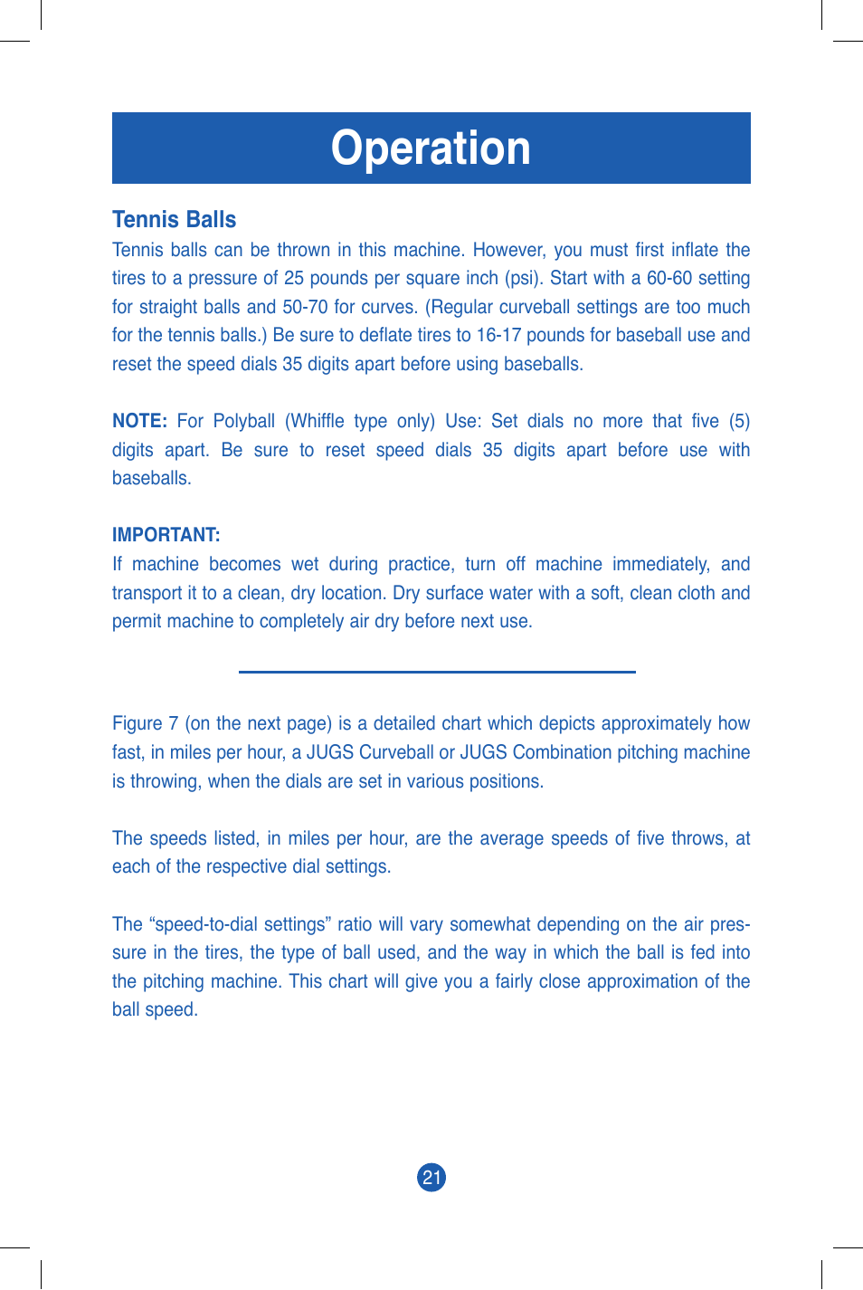 Operation | JUGS Sports Curveball (2 wheel) Pitching Machine User Manual | Page 23 / 32