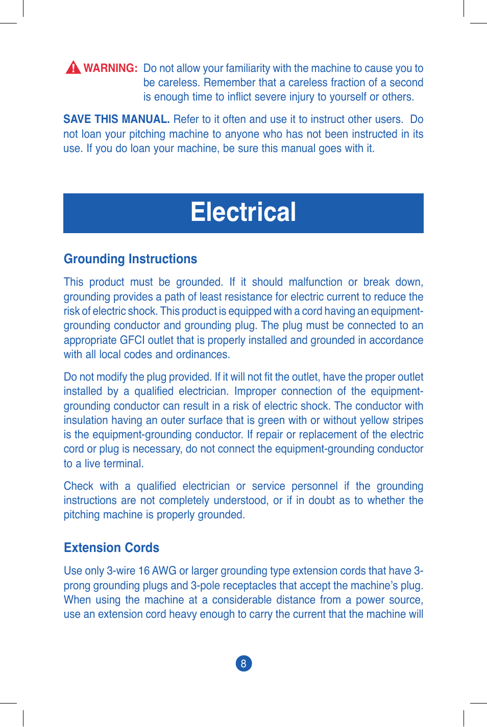 Electrical | JUGS Sports Combo (2 wheel) Pitching Machine User Manual | Page 10 / 36
