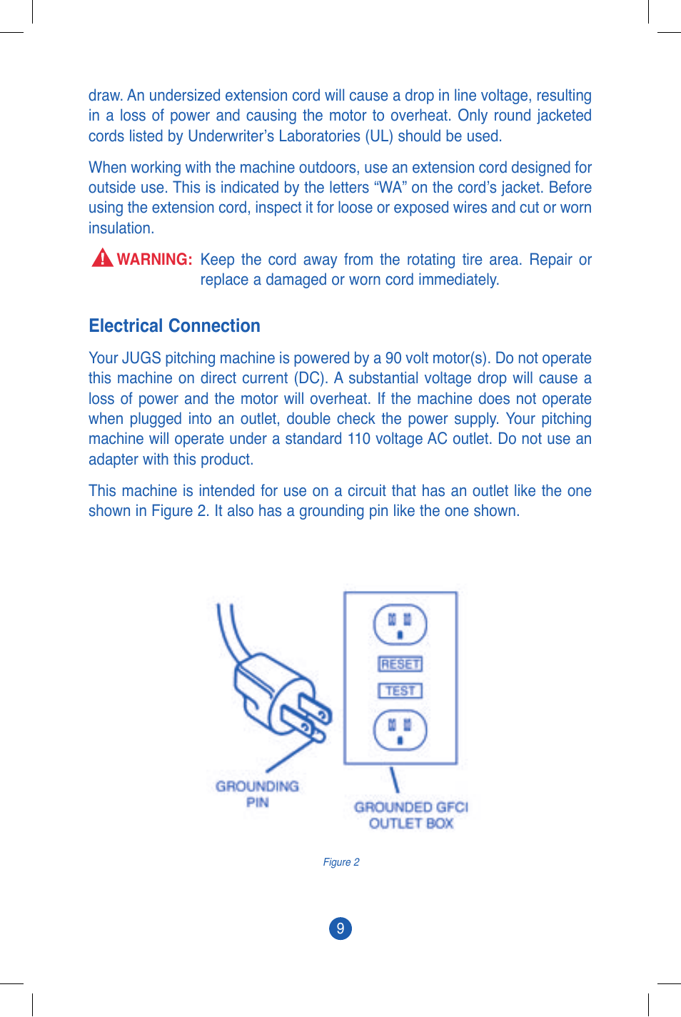 Electrical connection | JUGS Sports Combo (2 wheel) Pitching Machine User Manual | Page 11 / 36