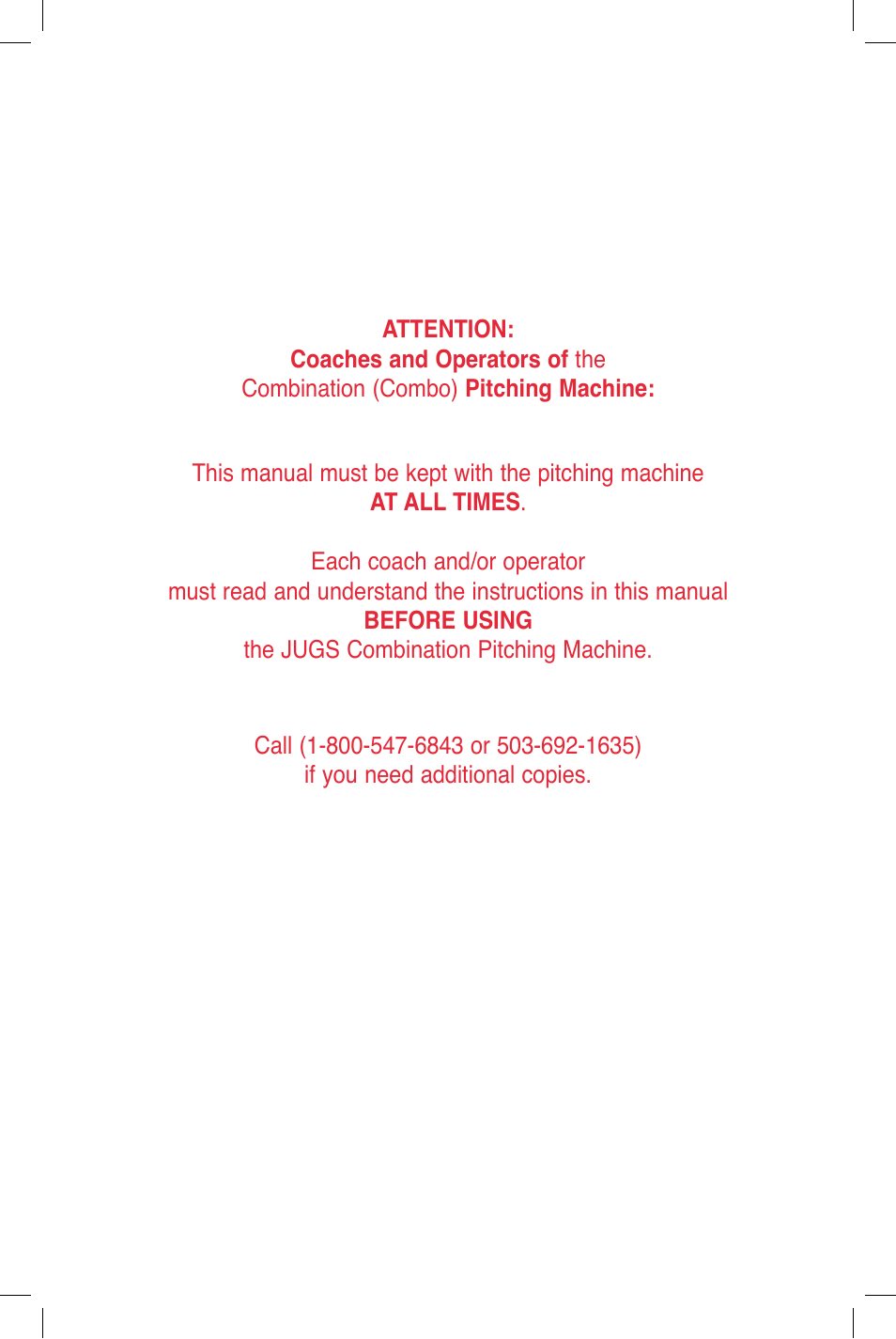 JUGS Sports Combo (2 wheel) Pitching Machine User Manual | Page 2 / 36
