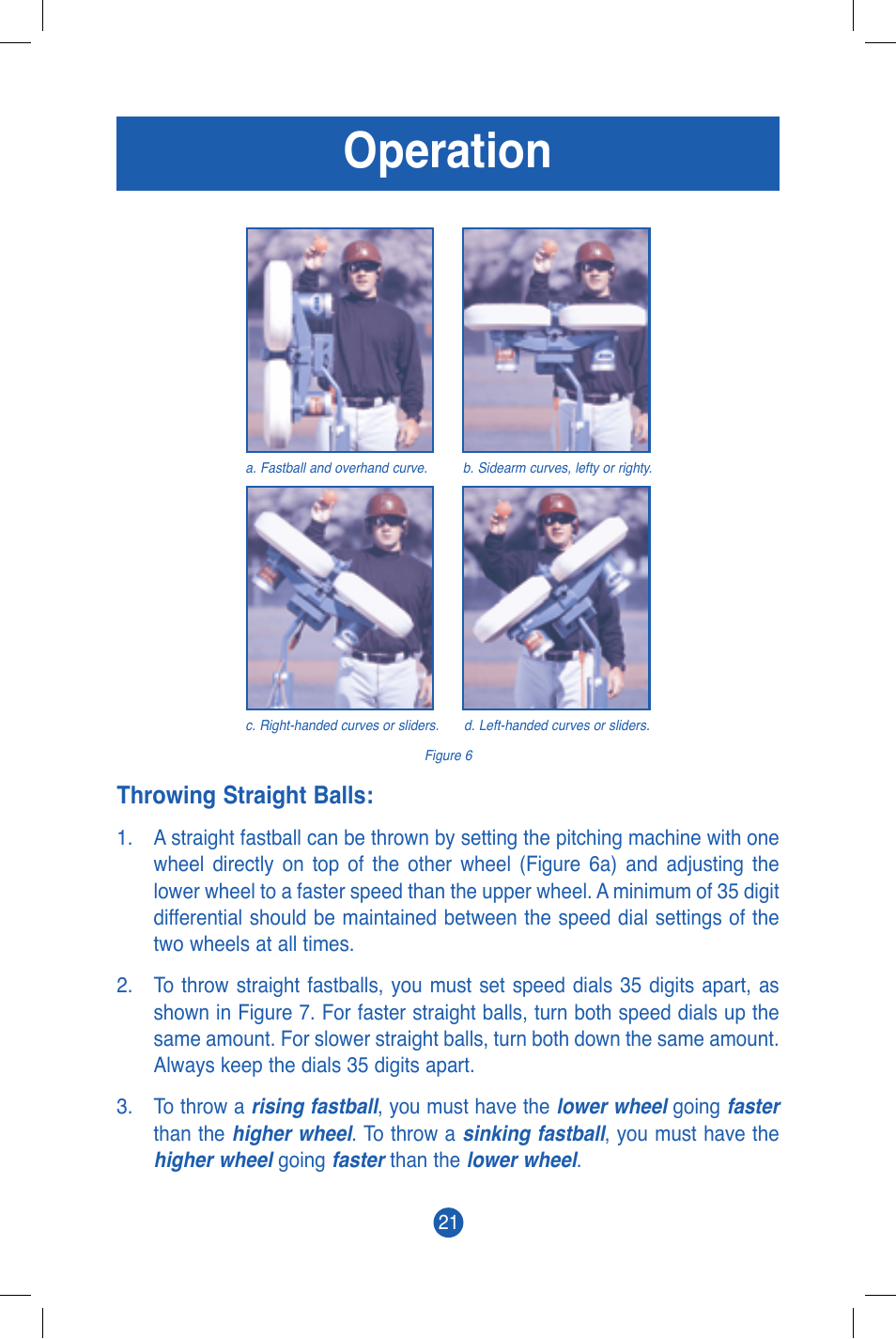 Operation | JUGS Sports Combo (2 wheel) Pitching Machine User Manual | Page 23 / 36