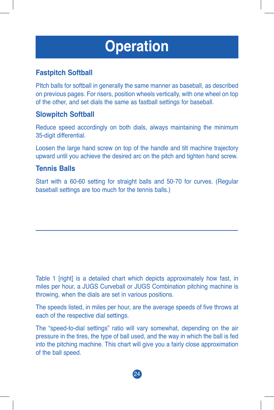 Operation | JUGS Sports Combo (2 wheel) Pitching Machine User Manual | Page 26 / 36