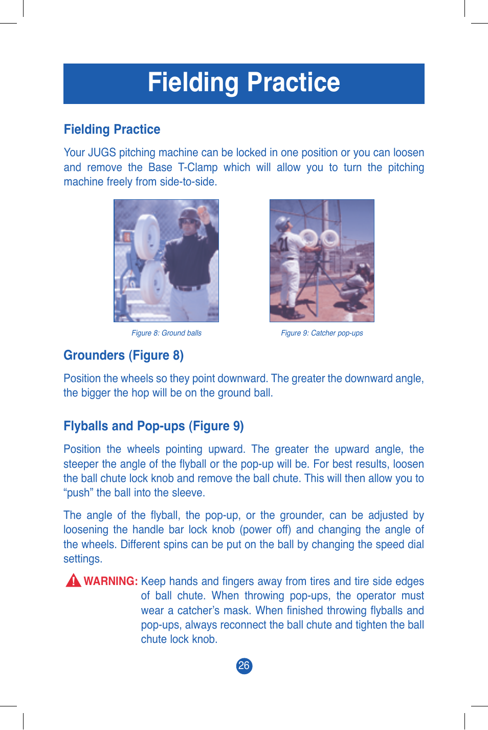 Fielding practice | JUGS Sports Combo (2 wheel) Pitching Machine User Manual | Page 28 / 36