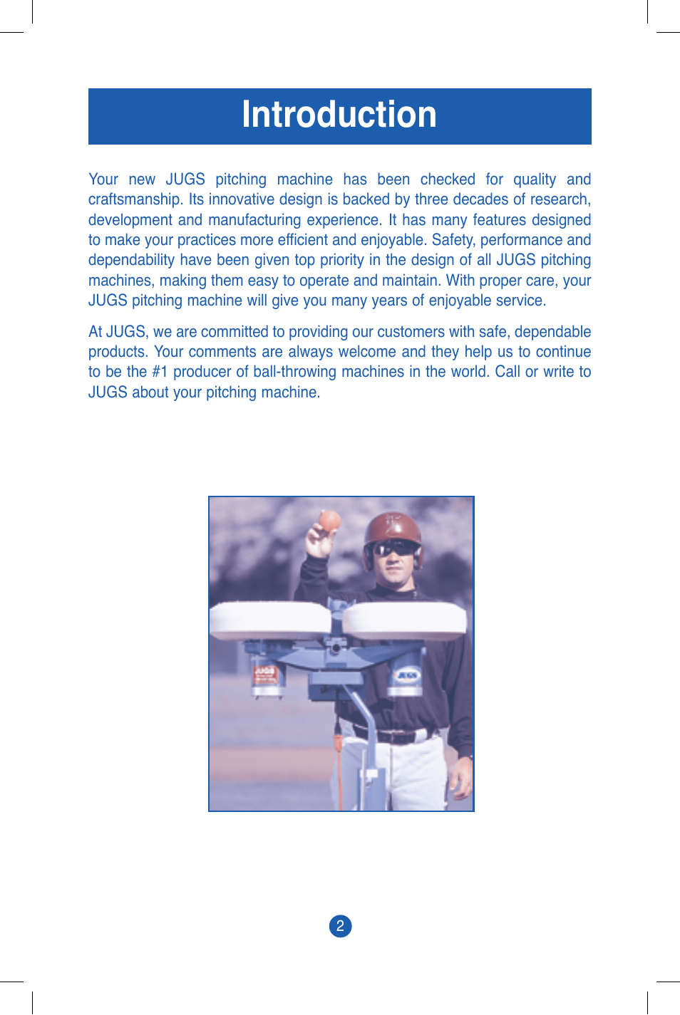 Introduction | JUGS Sports Combo (2 wheel) Pitching Machine User Manual | Page 4 / 36