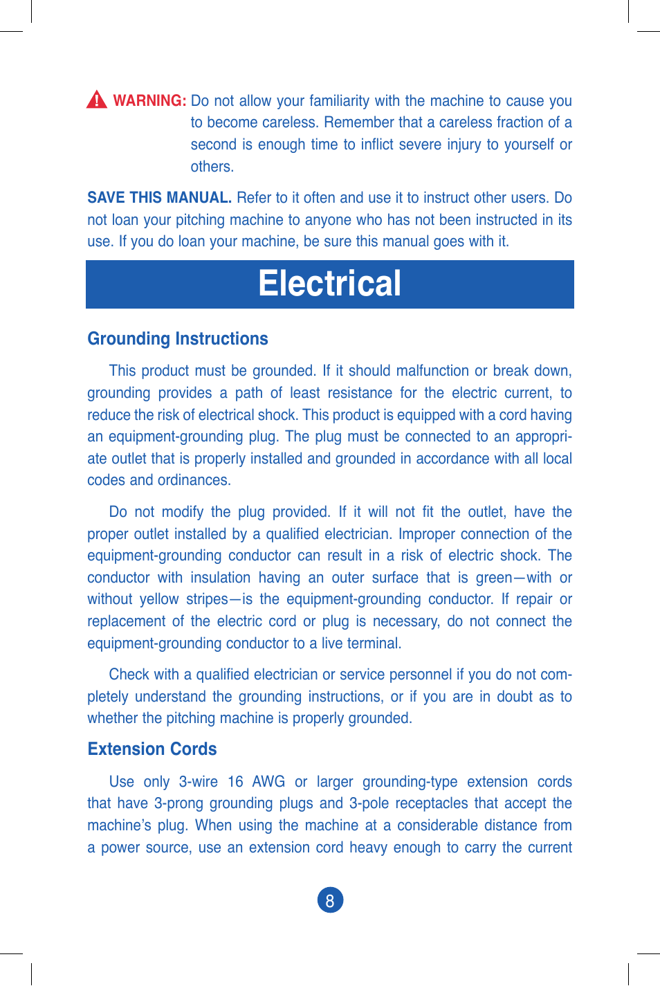 Electrical | JUGS Sports 101 (2 wheel) Baseball Pitching Machine User Manual | Page 10 / 28