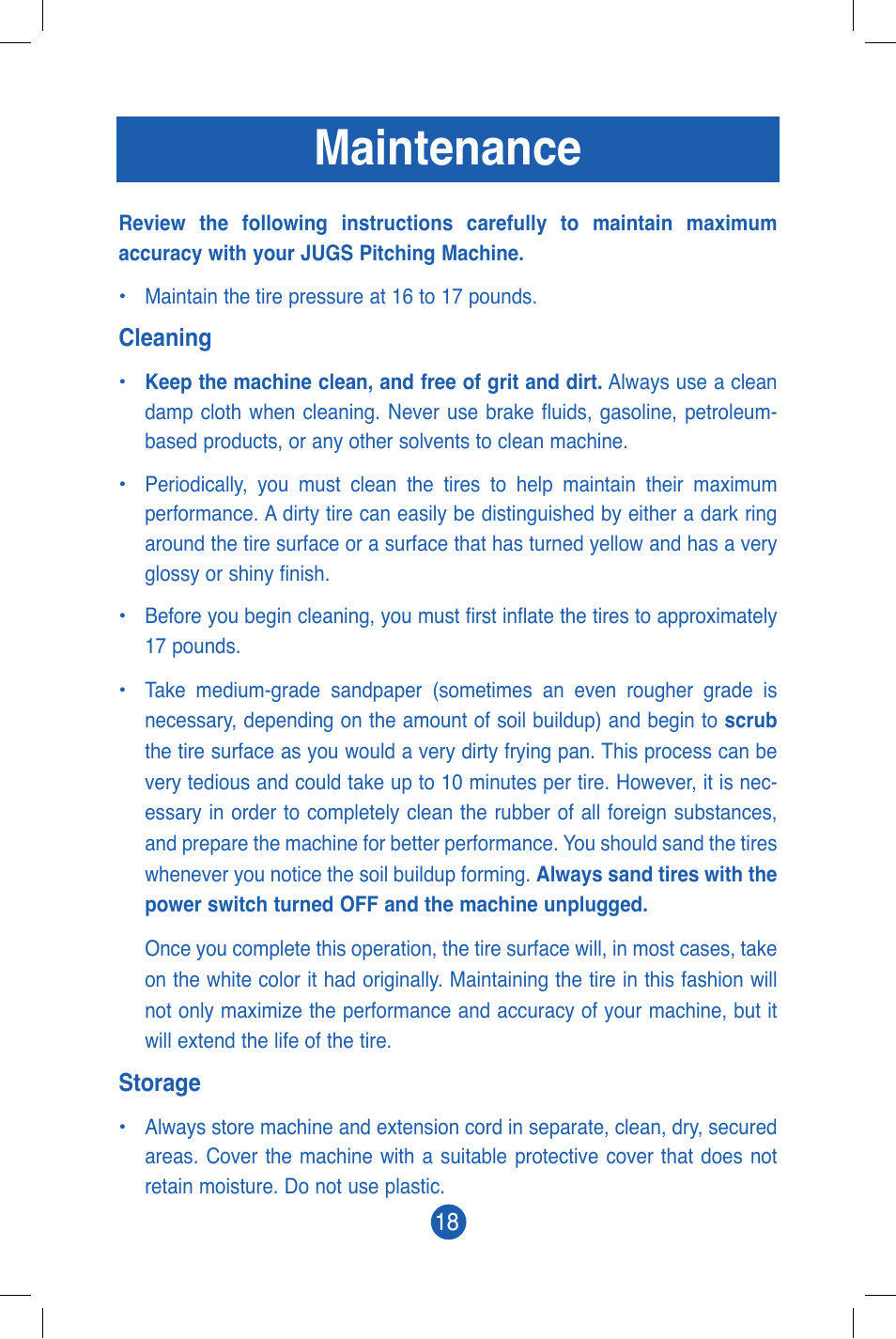 Maintenance | JUGS Sports 101 (2 wheel) Baseball Pitching Machine User Manual | Page 20 / 28