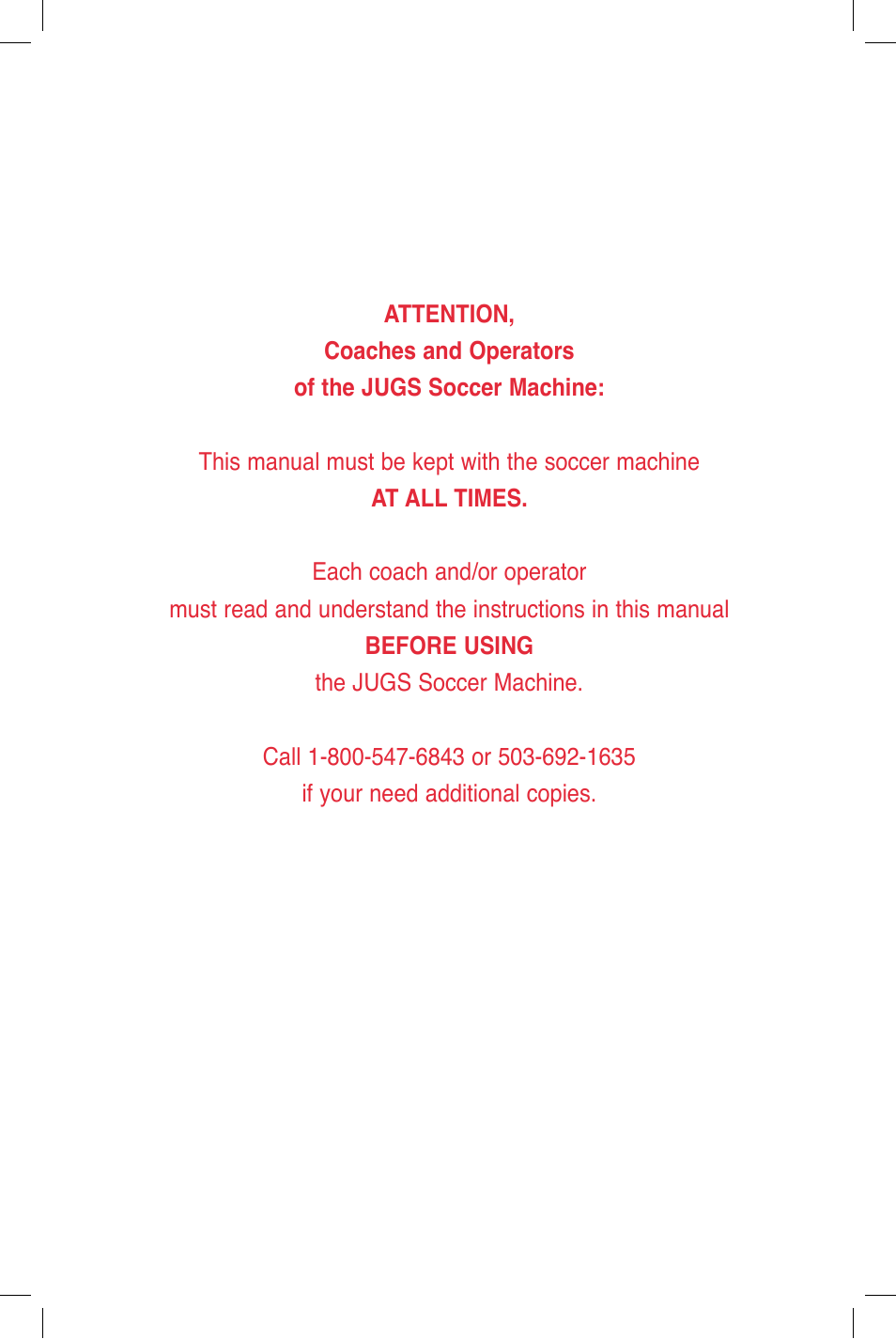 JUGS Sports Soccer Machine User Manual | Page 2 / 32