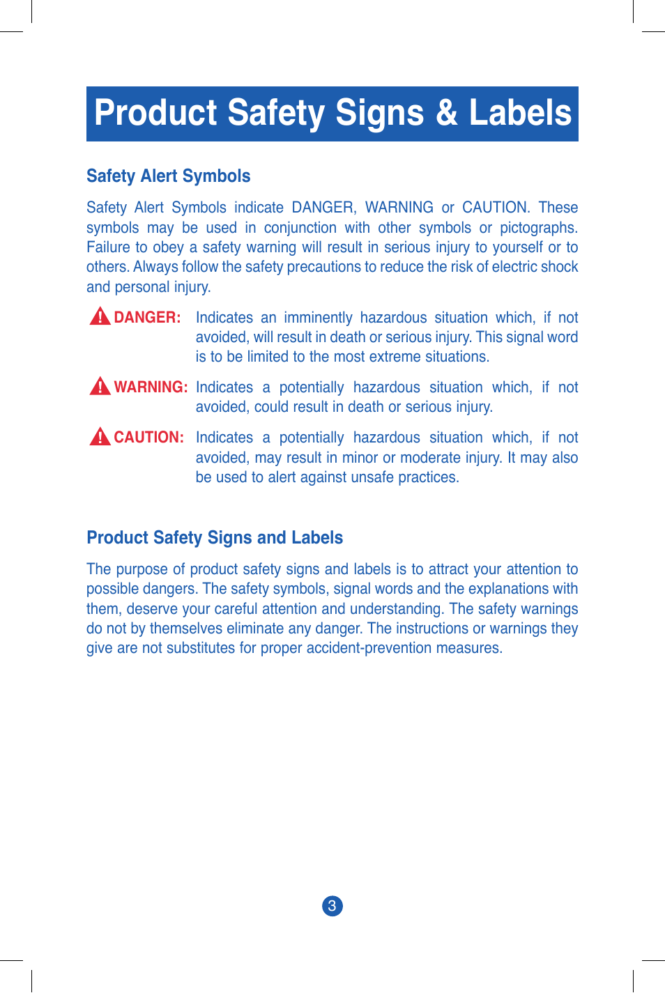Product safety signs & labels | JUGS Sports Soccer Machine User Manual | Page 5 / 32