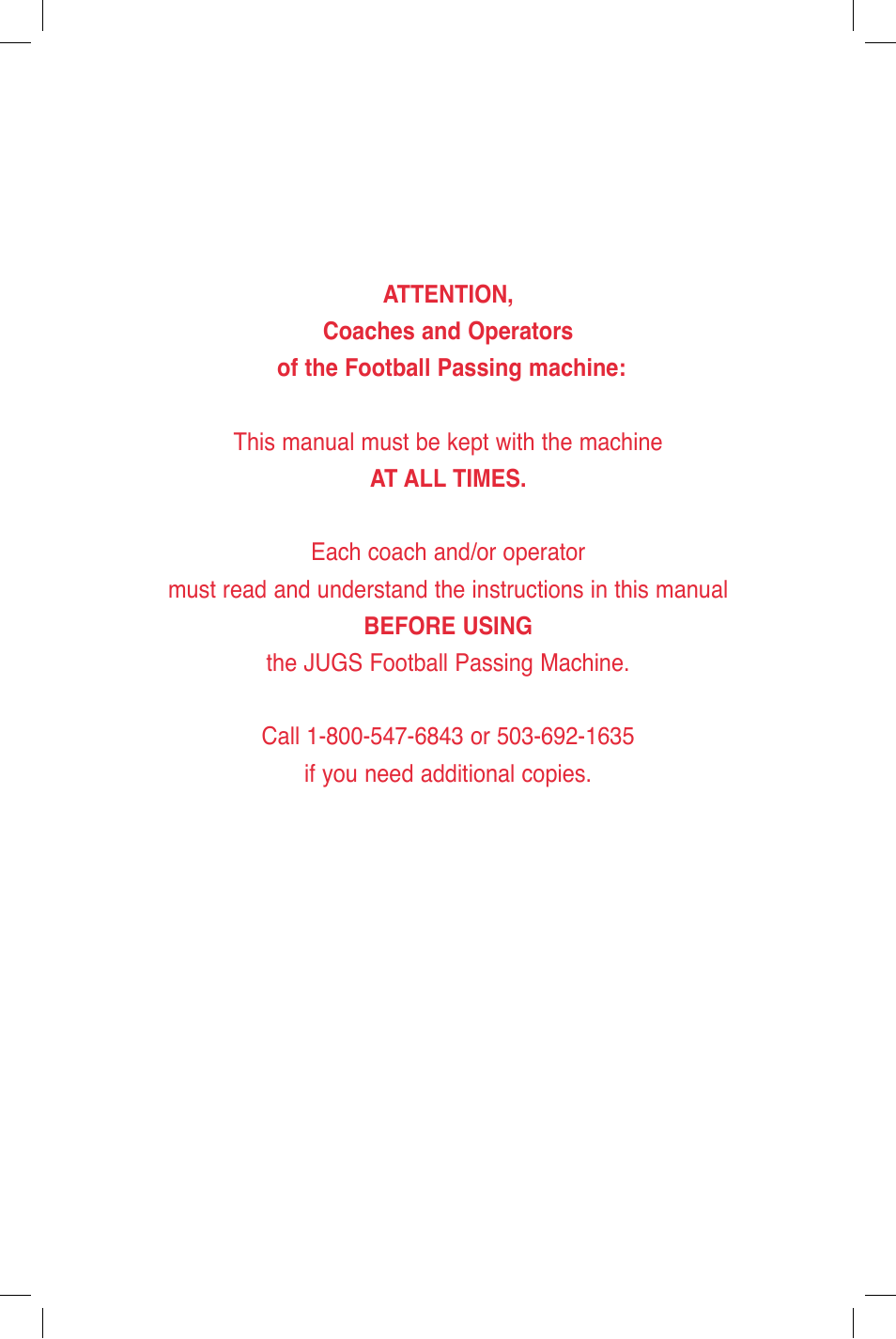 JUGS Sports Football Machine User Manual | Page 2 / 36