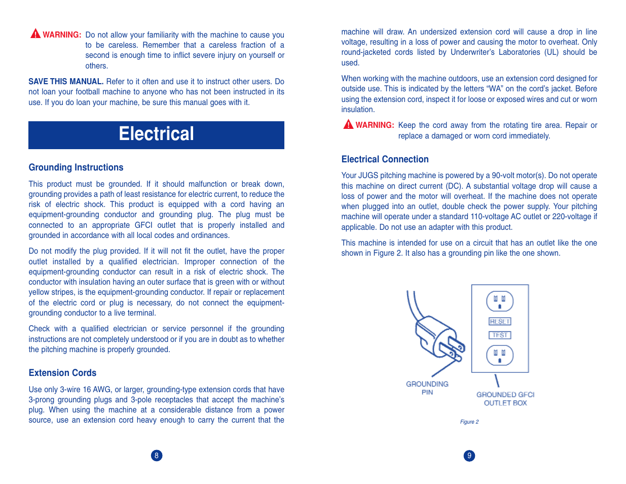 Electrical | JUGS Sports Field General Football Machine User Manual | Page 6 / 15