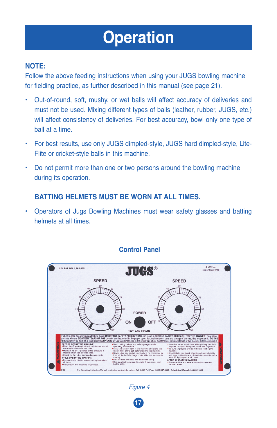 Operation | JUGS Sports Cricket Bowling Machine User Manual | Page 19 / 32