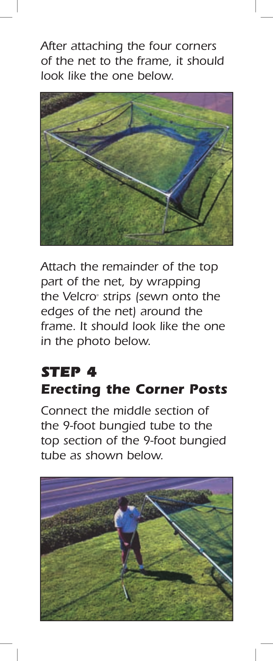 Step 4, Erecting the corner posts | JUGS Sports Multi-Sport Cage User Manual | Page 10 / 16